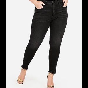 High waisted Black/Grey washed jeggings